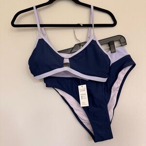 NWT Cupshe Dark Purple and Lavender Bikini Set M top L Bottoms